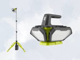 RYOBI TriPOWER Tripod with Outdoor and Camping Lights