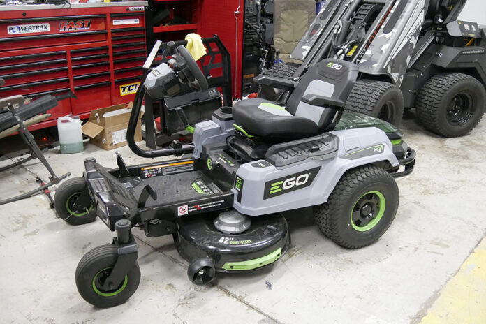 EGO Z6 zero-turn mower with steering wheel