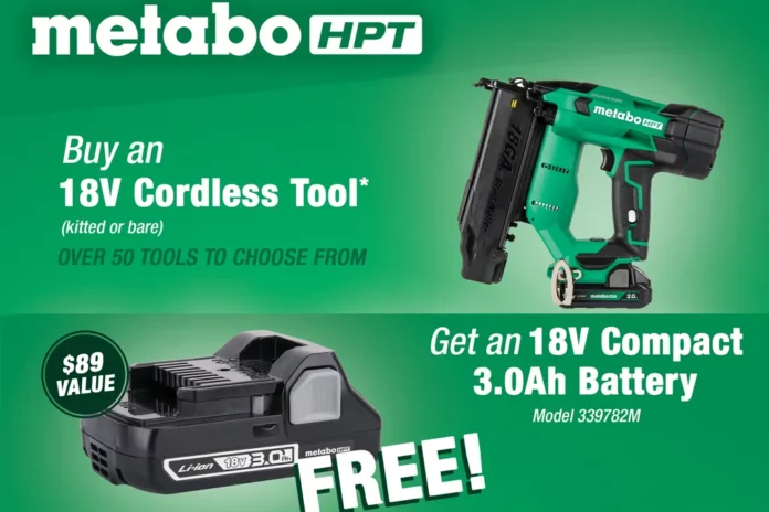 Metabo HPT FREE 18V Battery Promo flyer